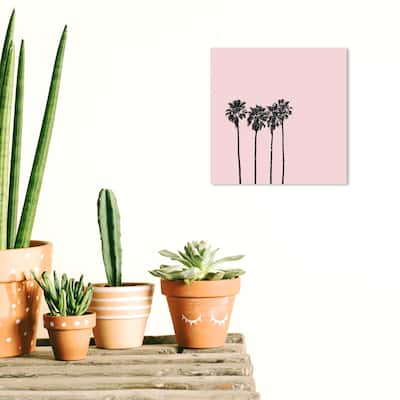 Wynwood Studio Canvas Floral and Botanical Glitter Palm Trees Pink and Black Modern & Contemporary Wall Art Canvas Print