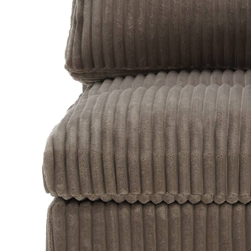 Plush Corduroy Upholstered Modular Sectional Sofa with Pillows