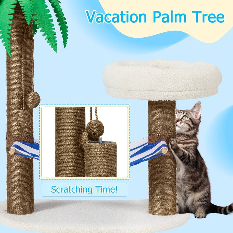 EROMMY Cat Tree – Multi-Level Cat Tower with Sisal Scratching Posts & Swing Ball, Modern Cat Furniture for Indoor Cats