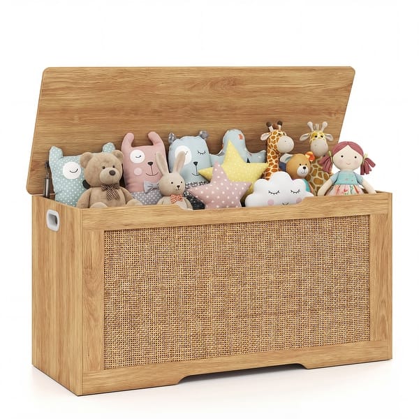 slide 2 of 10, Costway Kids Storage Bench, 40” Toy Box with Flip Top, 2 Metal Hinges - 40” × 16” × 20”(L × W × H) Natural - 40” × 16” × 20”(L × W × H)