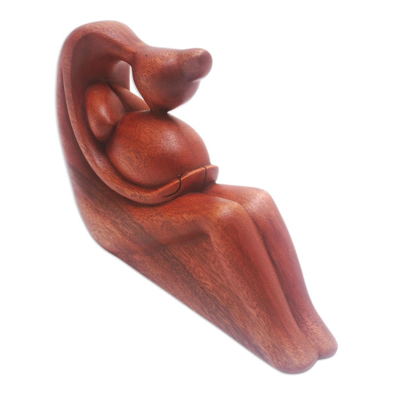 Novica Handmade Belly Kiss Wood Sculpture