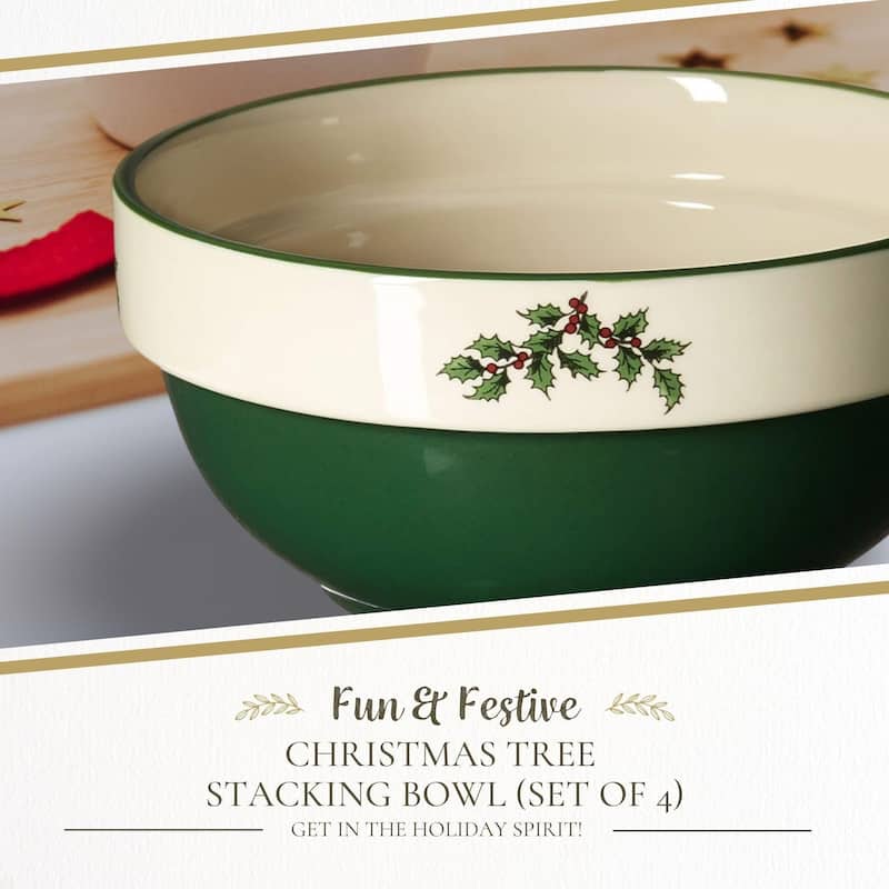 Spode Set of 4 Christmas Tree Stacking Bowl - 5.5" D x 2.75" H