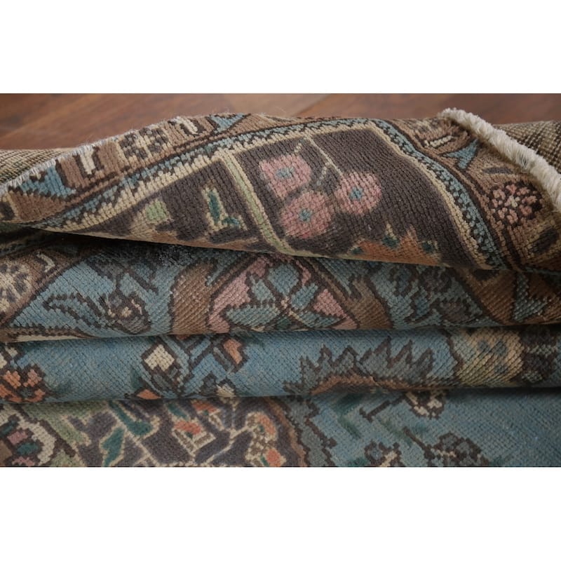 Light Blue Tabriz Vintage Persian Area Rug Handmade Wool Carpet - 6'7" x 9'3"