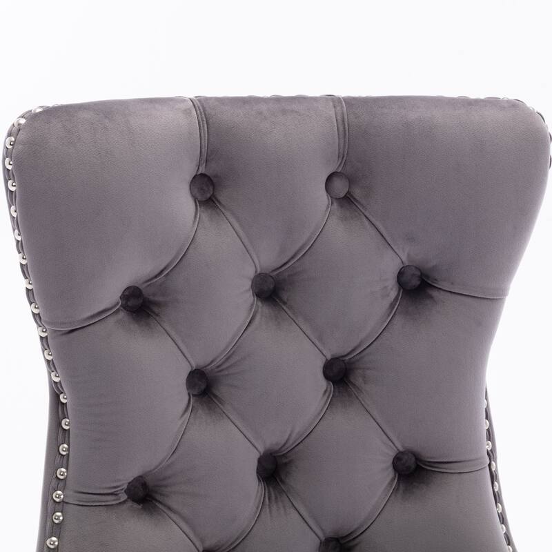 Set of 2 Modern High-End Tufted Solid Wood Upholstered Dining Chair with Nailhead Trim