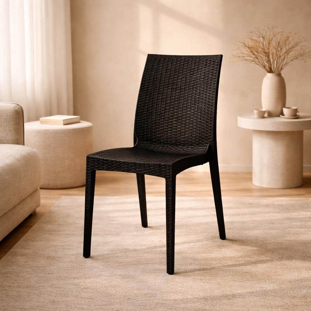 Mace Outdoor Wicker-Style Weather-Resistant and Stackable Dining Chair for Patios, Cafes, Indoor and Outdoor