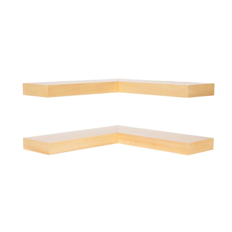 Kate and Laurel Havlock Wood Shelf Set - 2 Piece Corner - Natural