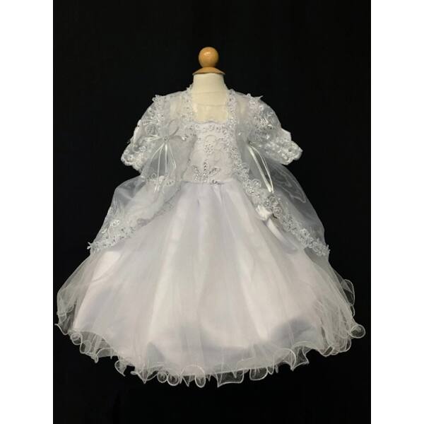 Shop Tip Top Kids Baby Girls White Long Sleeve Embroidered Baptism
