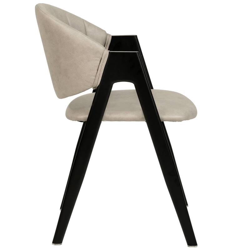 LeisureMod Mid-Century Modern Upholstered Dining Chair in Polyester with Curved Back and Iron Base for Home & Kitchen