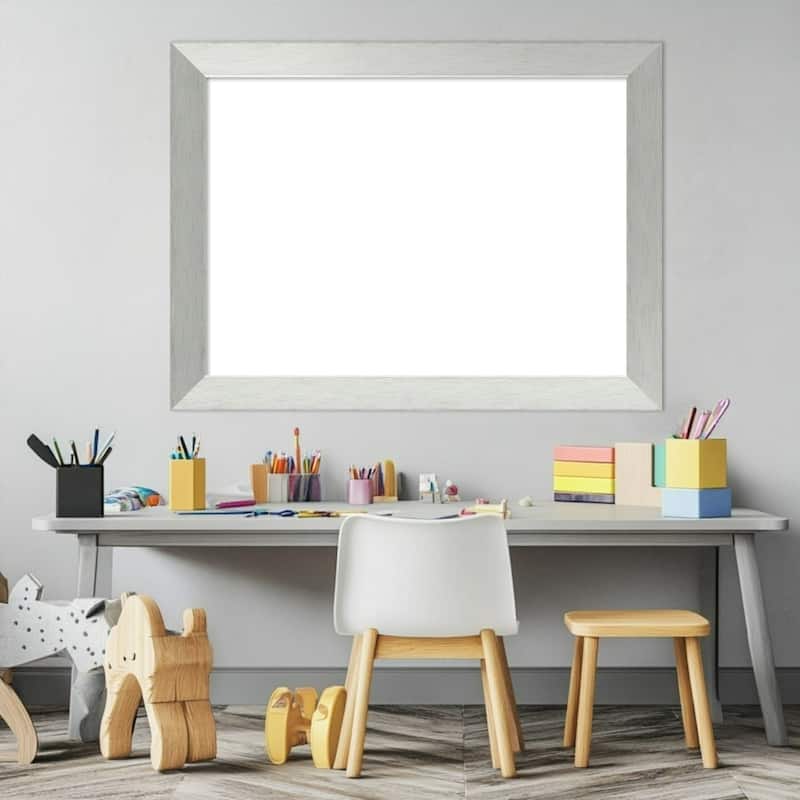 Amanti Art Brushed Sterling Silver Framed Dry Erase Magnetic Board