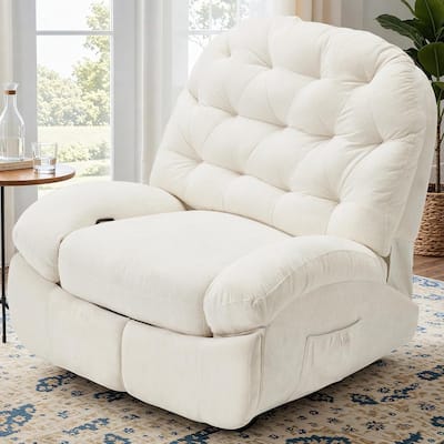 AECOJOY Oversized Recliner Chair, 360° Swivel Rocking Glider, Chenille Rocker for Adults, Modern Ergonomic Chaise Lounge Sofa