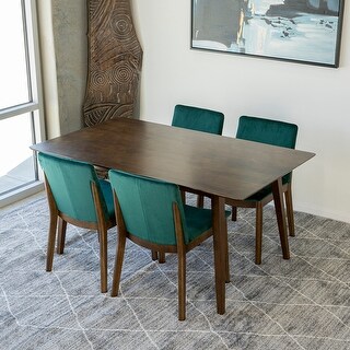 Dakota Modern Solid Wood Walnut Dining Table and 4 Chairs Set - Bed ...