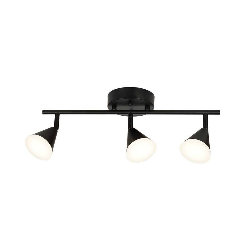 Alsy 19"W 3-Light LED Track Bar Modern Light Fixture, Matte Black with Frosted Acrylic Shades