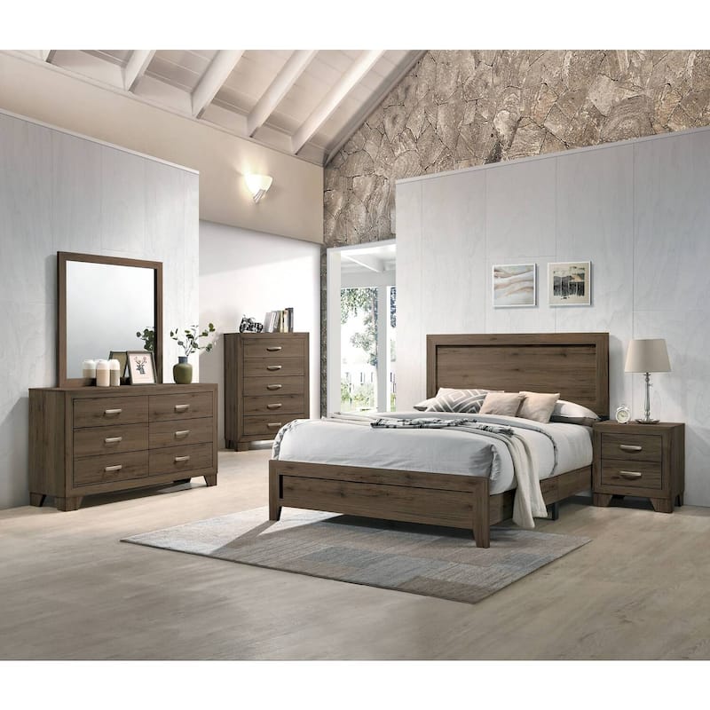 Queen Bed Frame - Contemporary Panel Bed with Legs - Modern Bedroom Furniture