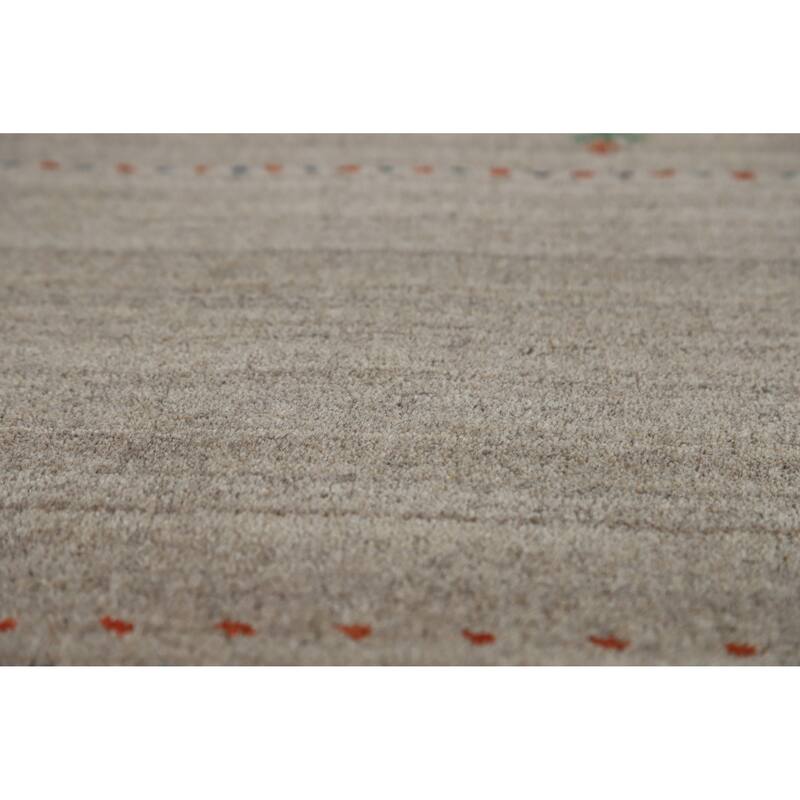 Hand Knotted Oriental 100% Wool Carpet Tribal Animal Pictorial Beige & Ivories Gabbeh Area Rug - 7' 9'' X 5' 1''