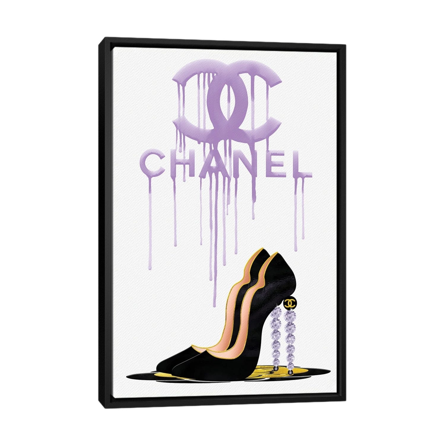 Fashion Drips CC Purple High Heels, Diamonds & Pearls by Pomaikai Barron Fine Art Paper Poster ( Fashion > Fashion Brands > Chanel art) - 24x16x.25