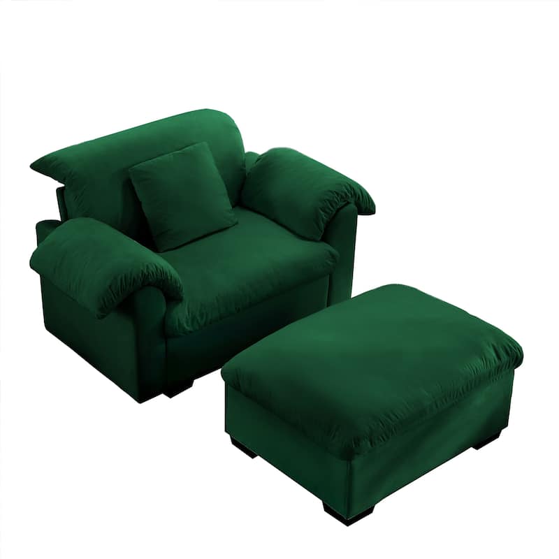 Upholstered Deep Seat Sofa with Fluffy Armrest Pillows