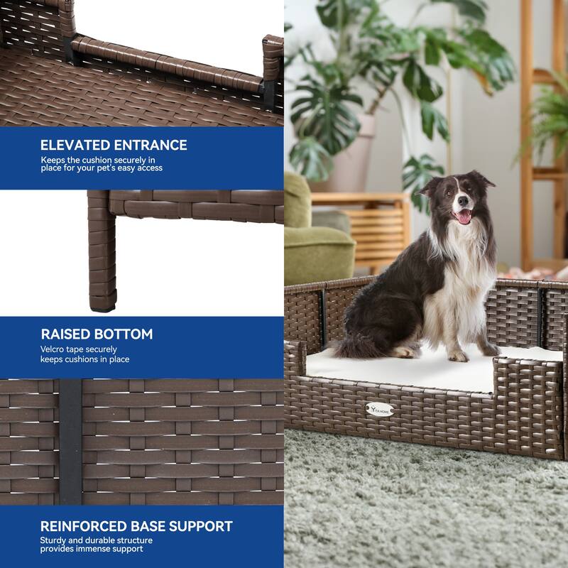 Moasis Elevated Rattan Dog Sofa with Cusion