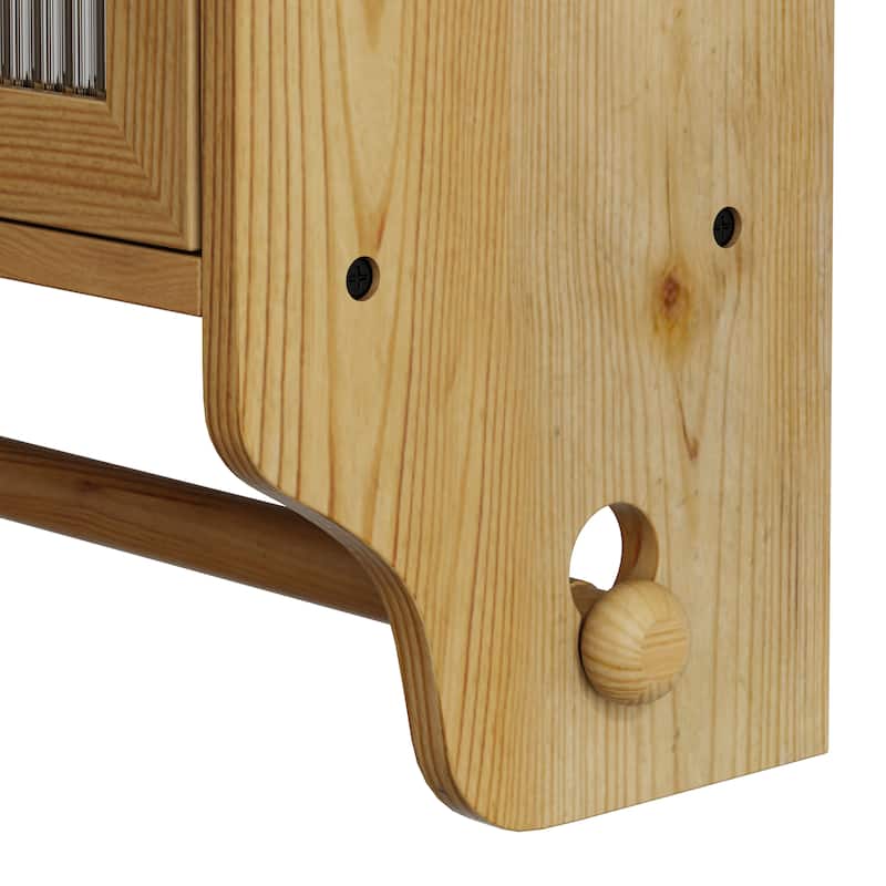 24.8" Glass Door Vintage Double Door Wall Cabinet with 3 Tiers of Storage with Towel Rack