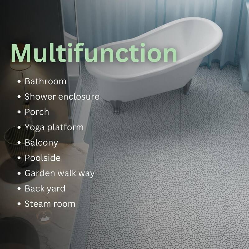 12 x 12 Inch Interlocking Deck Tiles,Bathroom Shower Balcony Porch Weight Capacity Upto 440 LBS,Pebble Stone Pattern Pack of 12