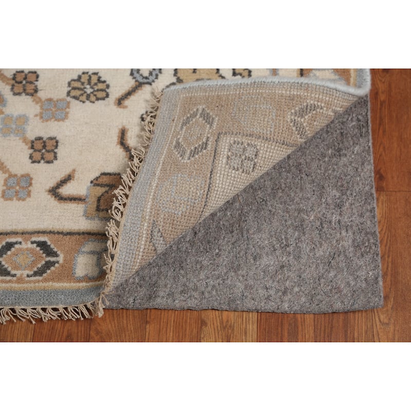 Blue Geometric Oushak Indian Area Rug Hand-Knotted Wool Carpet - 9'1" x 11'10"