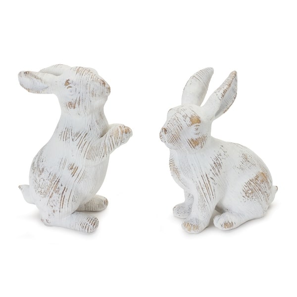 White Washed Rabbit Figurine (Set of 2) - Bed Bath & Beyond - 38290958