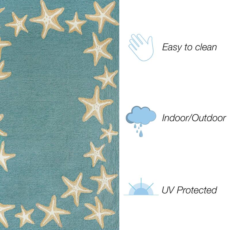 Liora Manne Capri Starfish Border Indoor/Outdoor Area Rug