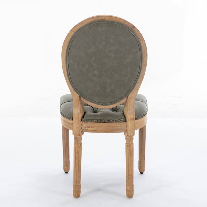 French Style Solid Wood Frame Antique Painting Linen Fabric Back Dining Chair