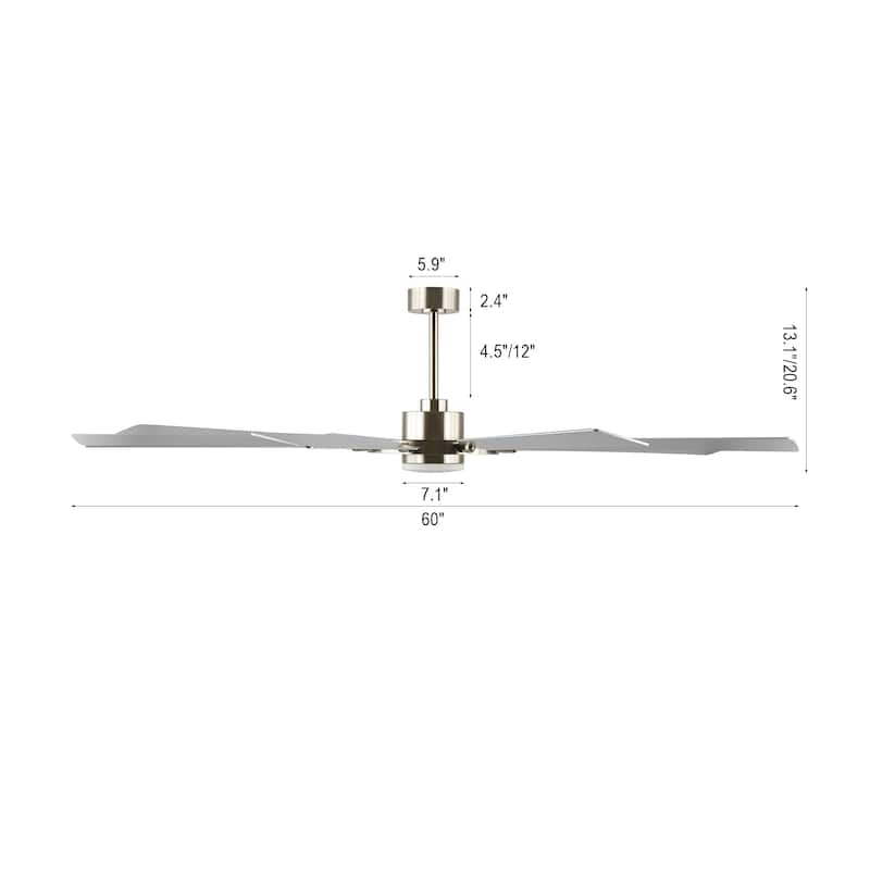 WINGBO 60-inch/72-inch 8-Blades Indoor DC Motor Ceiling Fan With LED Light and Remote Control