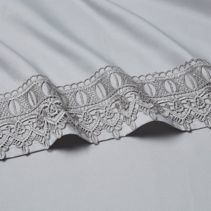Bamboo Comfort Lace Crochet Embroidery 4 Piece Sheet Set