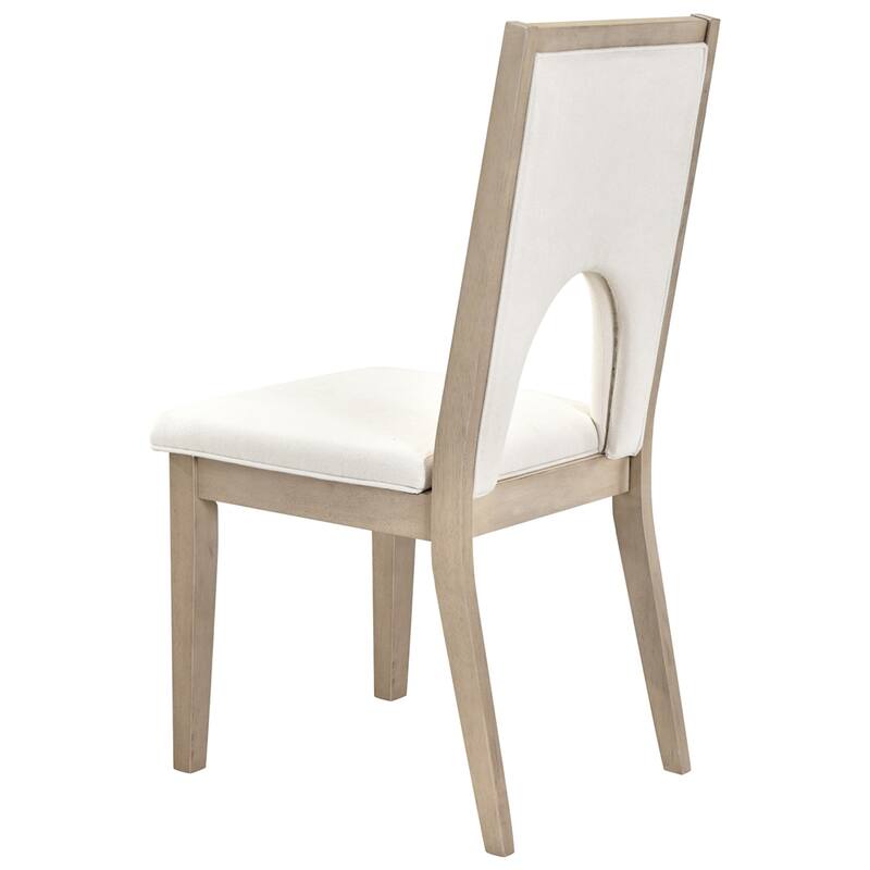 Wood Dining Table Set for 6, 1 Dining Table & 6 Upholstered Chairs