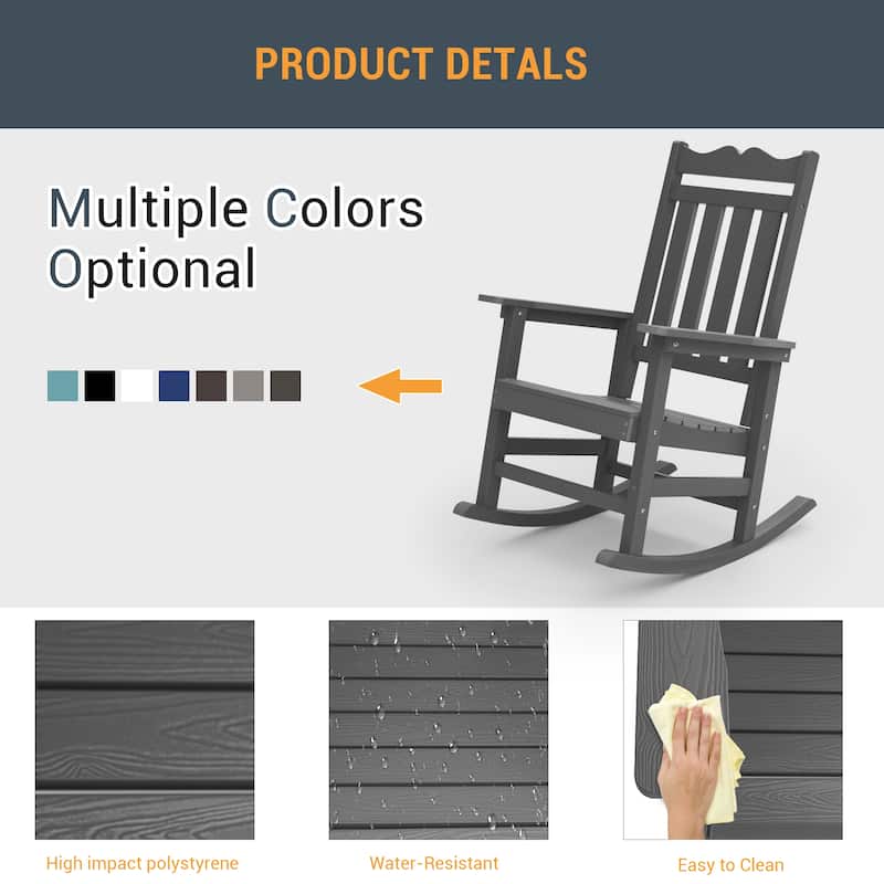 Livoosun 4 Pieces Patio Adirondack Chairs Outdoor Plastic Rocking Chair