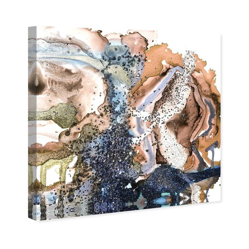 Wynwood Studio Abstract Glitter Rocks I Blue and Dark Blue Modern & Contemporary Wall Art Canvas Print