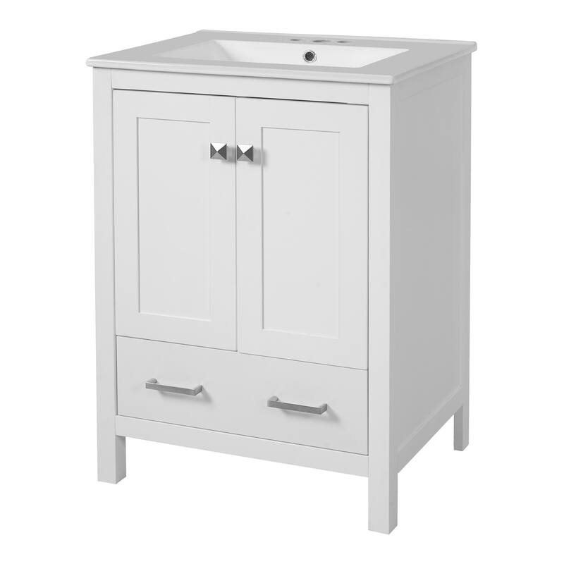 Bathroom Vanity with Sink, Multi-Functional Bathroom Cabinet, Bathroom Vanity with Door Shelf, Soft-Close Doors & 1 Drawer