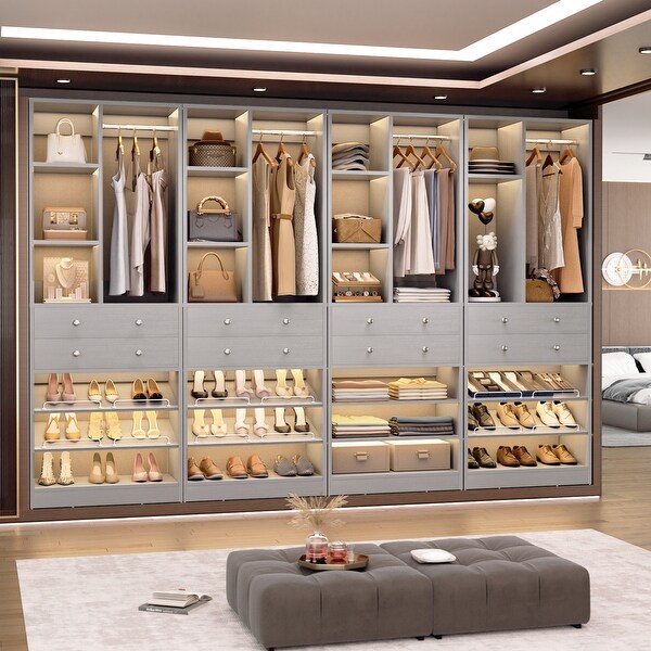 Grimm 28'' Closet Organizer with Shoe Racks and Drawers, Closet