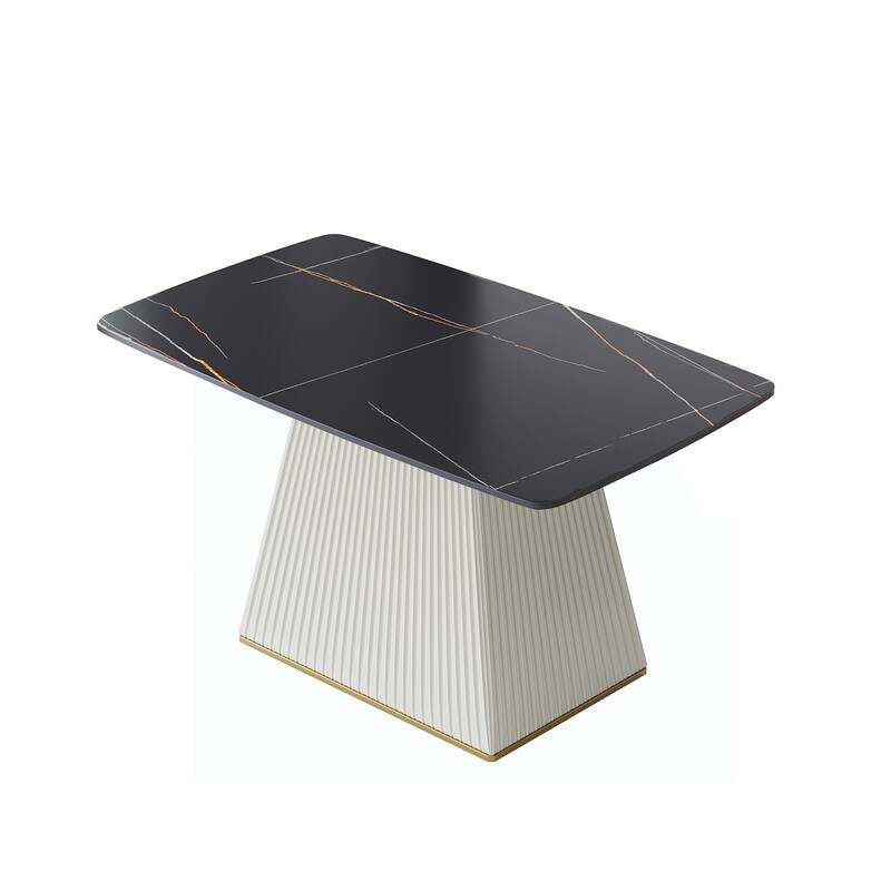 Modern Dining Table Sintered Stone Rectangle Kitchen Table With Square Pedestal