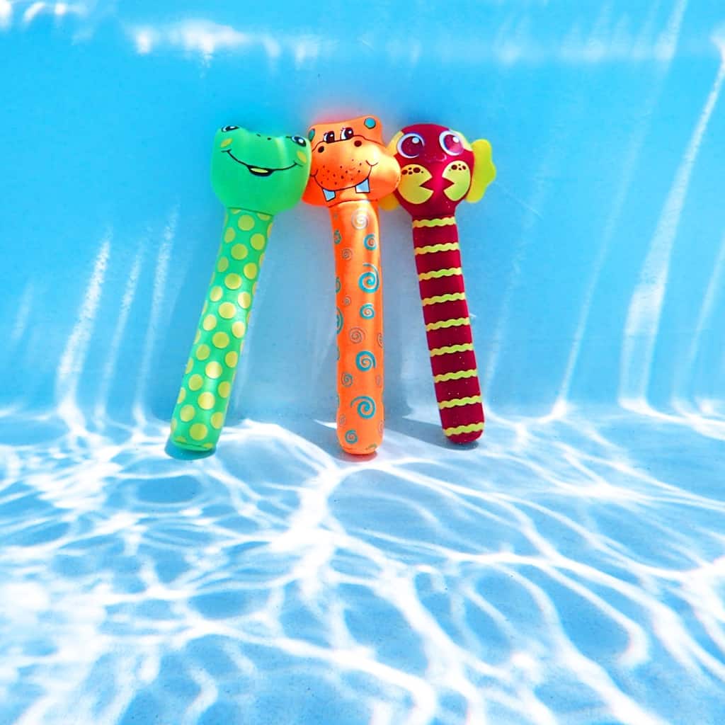 Animal Neoprene Weighted Swimming Pool Diving Sticks - 7" - Multicolor - Set of 3