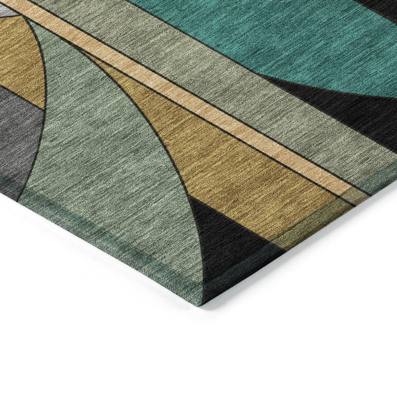 Machine Washable Indoor/ Outdoor Contemporary Retro Chantille Rug