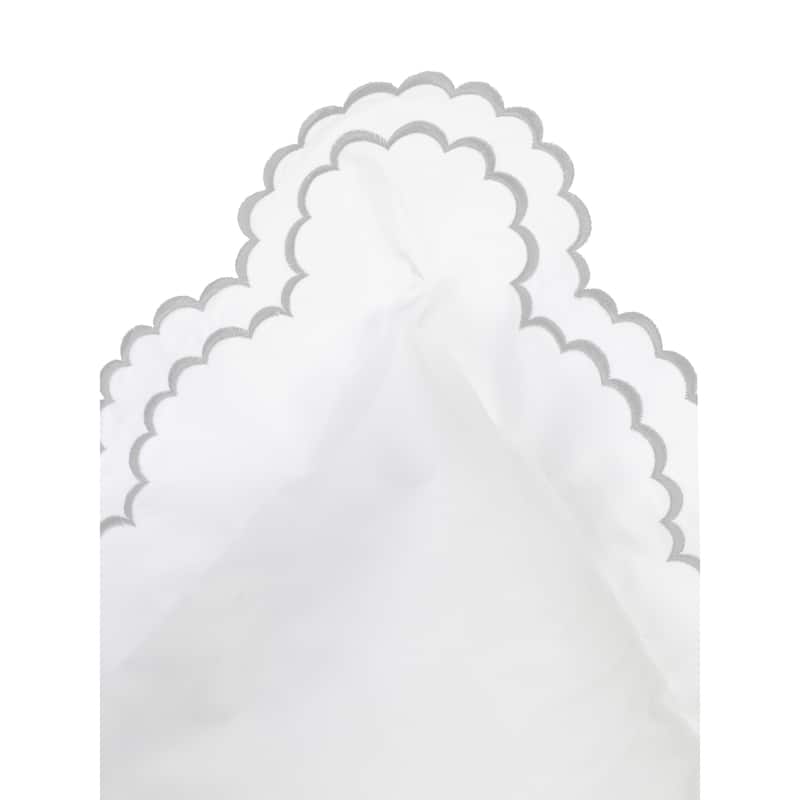 Embroidered Percale Crisp Cotton Double Scallopier Duvet Set and Sham