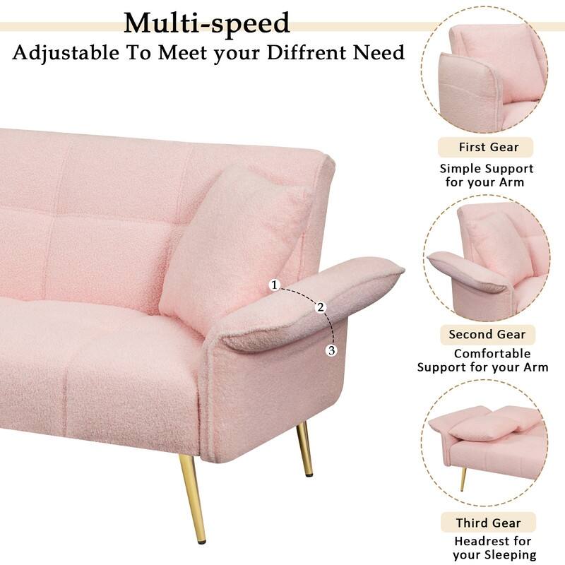 70 "Teddy Velvet Sofa Bed With Adjustable Armrests