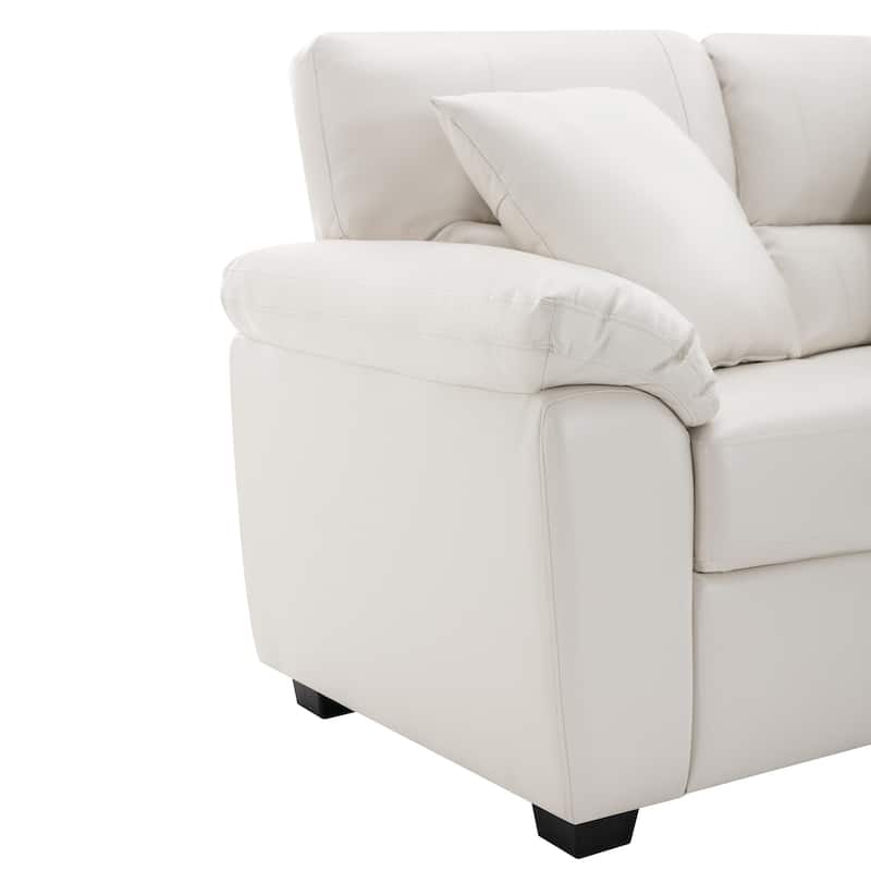 Morden Fort Upholstered Living Room Set, 2 Pieces, Faux Leather Loveseat and Sofa