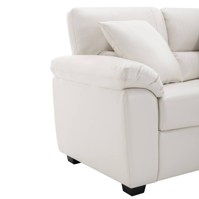 Morden Fort Upholstered Living Room Set, 2 Pieces, Faux Leather Chair, Sofa