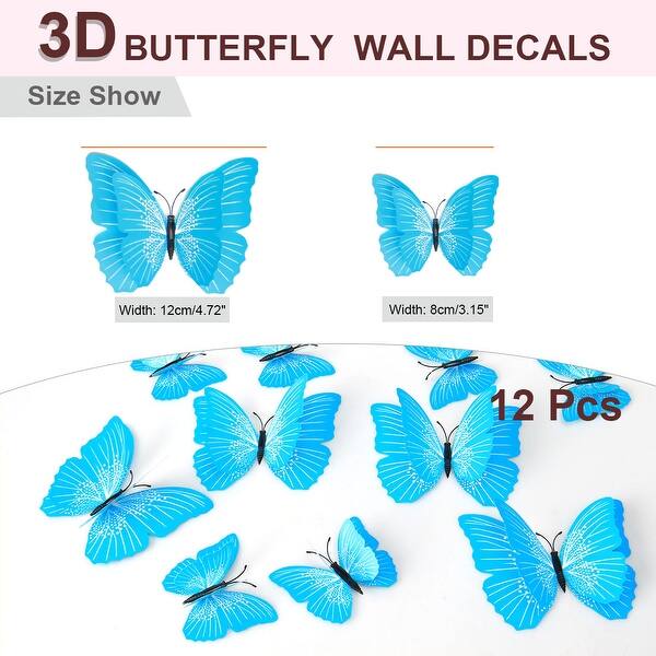 12 Pcs 3D Butterflies Stickers for House Refrigerator Tile Decor Removable  