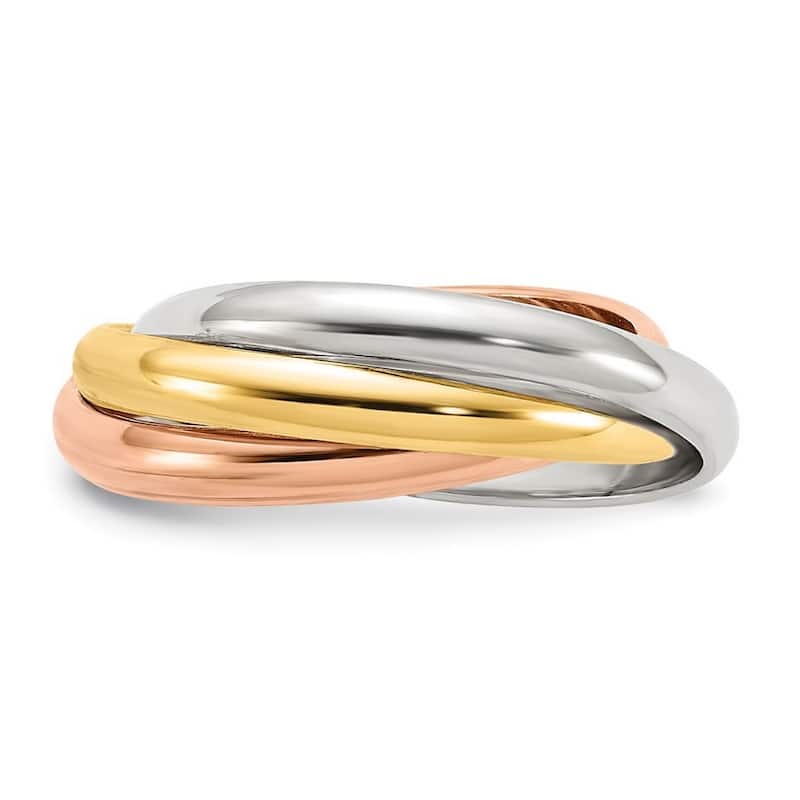 Curata 14k Tri Color Hollow Gold Polished Rolling Ring