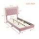 preview thumbnail 2 of 12, Twin Size 3 Levels of LED Light Brightness Bed Frame with Upholstered Velvet Platform Bed,Pink
