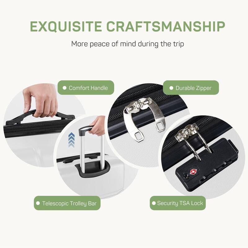 3-Piece Luggage Sets(20/24/28 Inch) , Hard Shell Suitcases with Spinner Wheels, Expandable Lightweight Rolling Suitcase Sets