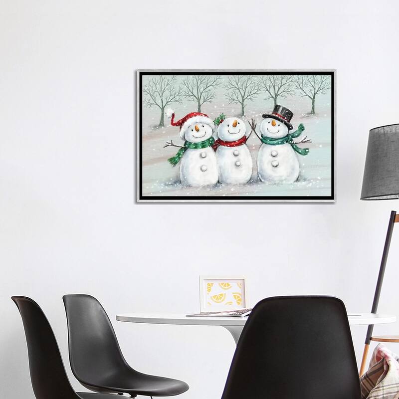 iCanvas "Three Snowmen II A" by MAKIKO Framed
