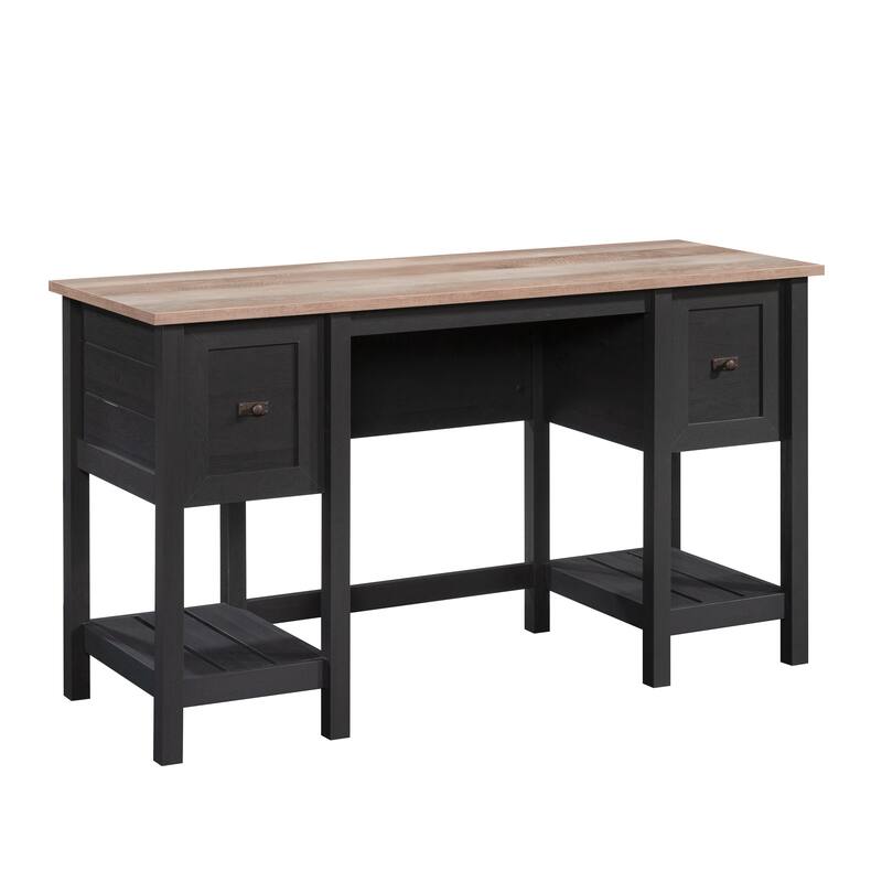 Engineered Wood Coastal Desk with Lateral File Cabinet Bundle - Black