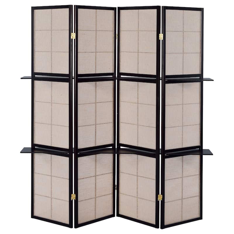 Iggy 4-Panel Room Divider Folding Shoji Screen Cappuccino