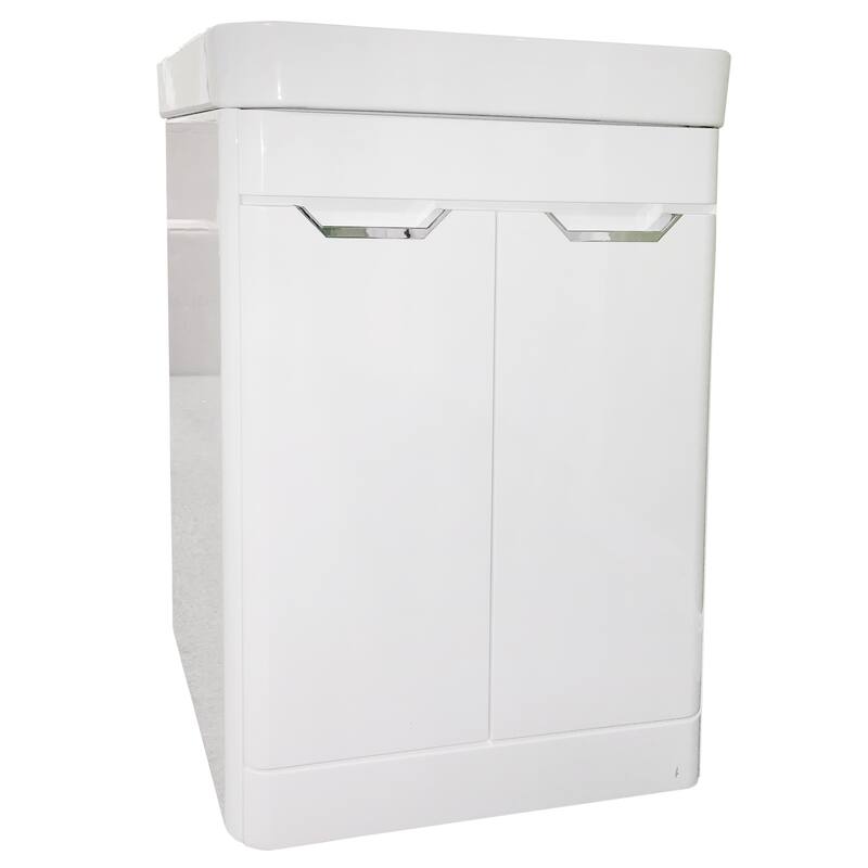 Highpoint Collection White Glossy Modern Floor Vanity-White