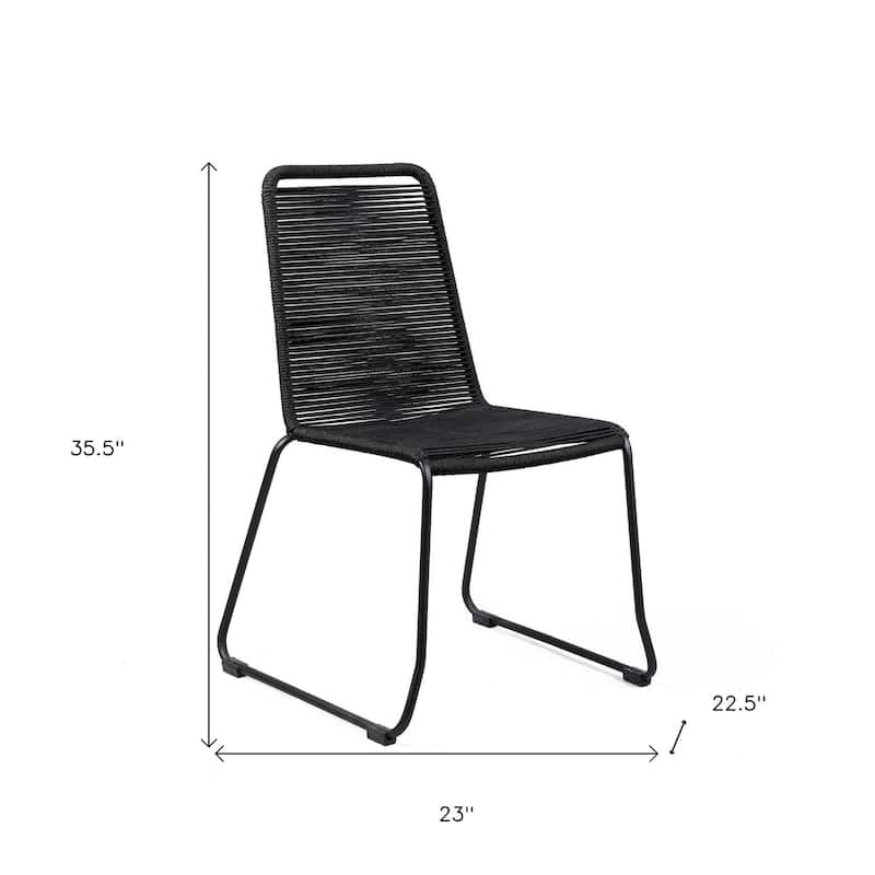 Set of Two 23" Black Metal Outdoor Dining Chair